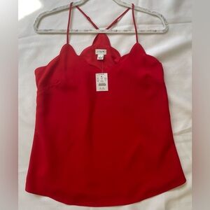 NWT J.CREW FACTORY RED SCALLOPED CAMI TOP Racerback, lined size 4